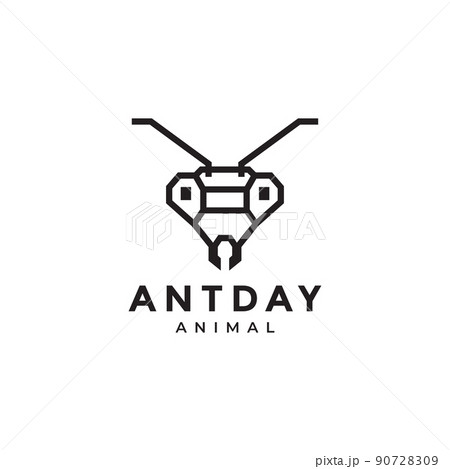 modern minimal head ant logo design vector graphic symbol icon illustration creative idea 90728309