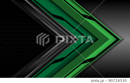 Abstract green black metallic arrow direction geometric with grey hexagon mesh design modern futuristic technology background vector Abstract green black metallic arrow direction geometric with grey hexagon mesh design modern futuristic technology background vector 90728530