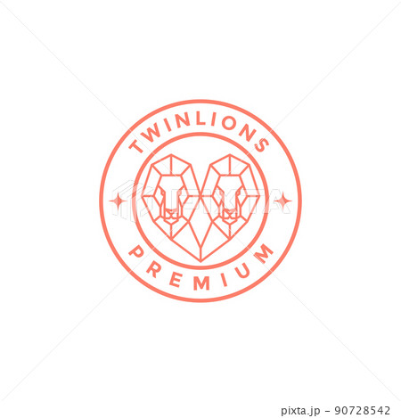 line twin lion badge logo design vector graphic symbol icon illustration creative idea 90728542