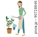 植物に水をあげる女性 90728646