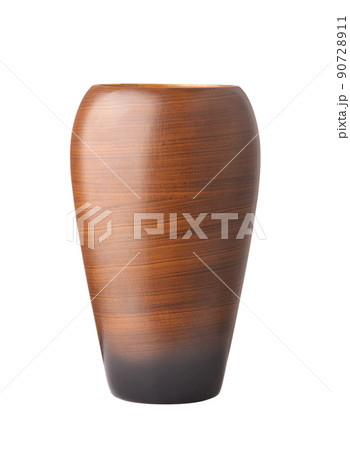 Front view of brown glazed ceramic vase 90728911