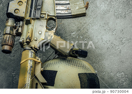 Modern weapon series. US Army assault rifle, close up. 90730004