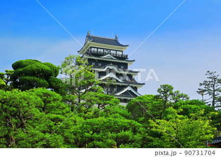 【広島県】復興後の福山城（天守北側鉄板張り） 90731704