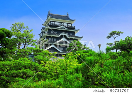 【広島県】復興後の福山城（天守北側鉄板張り） 90731707