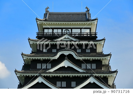 【広島県】復興後の福山城（天守北側鉄板張り） 90731716