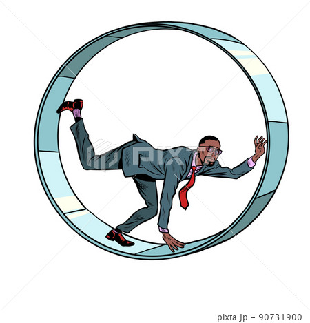 african businessman in a squirrel wheel. isolate on a white background Routine monotonous work. A man in captivity of his affairs african businessman in a squirrel wheel. isolate on a white background Routine monotonous work. A man in captivity of his affairs 90731900