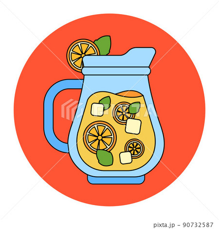 glass decanter with cold lemonade. 90732587