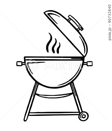 Barbecue grill hand-drawn. Restaurants cooking doodle. Vector illustration Barbecue grill hand-drawn. Restaurants cooking doodle. Vector illustration 90732640