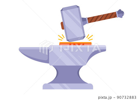 hammer and anvil. blacksmith work. forge iron. hammer and anvil. blacksmith work. forge iron. 90732883