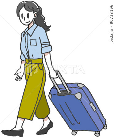 スーツケースを引く女性 スーツケースを引く女性 90733196