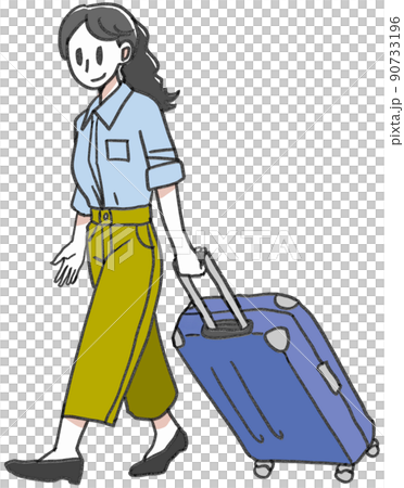 スーツケースを引く女性 スーツケースを引く女性 90733196
