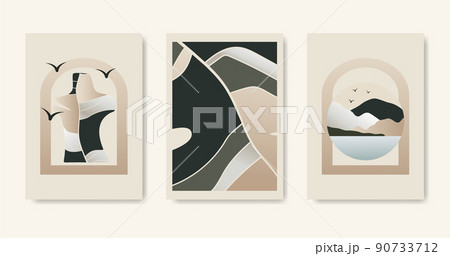 Abstract aesthetic illustrations set with gradient 90733712