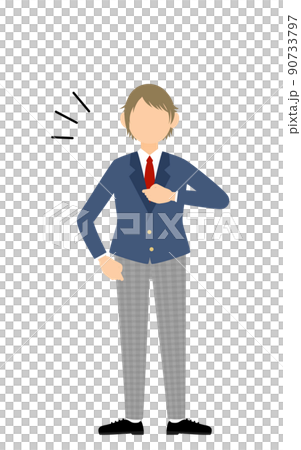 無性別學生,西裝外套制服,自信撞胸 無性別學生,西裝外套制服,自信撞胸 90733797