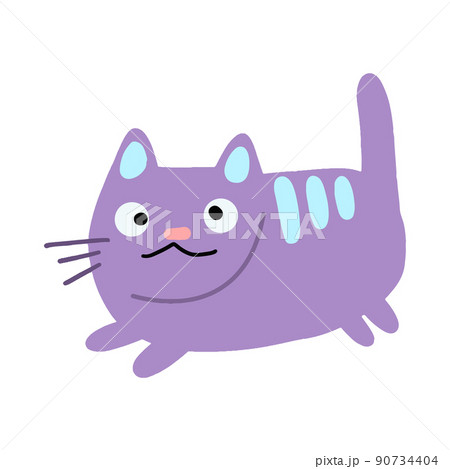 Vector Funny purple cat. Children's hand drawn...のイラスト素材