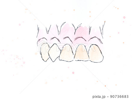 Teeth, row, dentistry. Watercolor, art decoration, sketch. Illustration hand drawn modern 90736683
