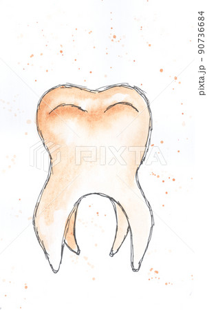 Tooth, dentistry. Watercolor, art decoration, sketch. Illustration hand drawn modern 90736684