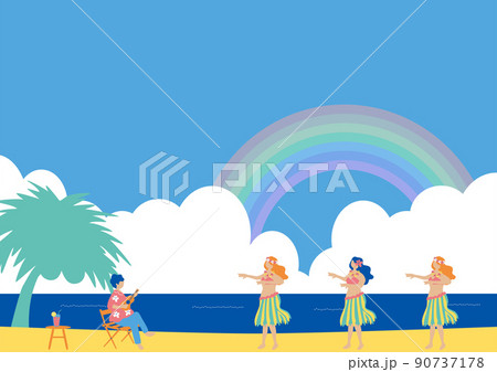 フラダンスとビーチの風景 90737178