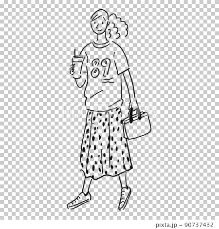 咖啡廳風景線描女式咖啡 90737432