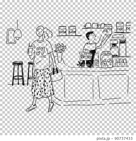 咖啡廳風景線描女式咖啡廳 90737433