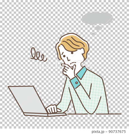 一個人在個人電腦前遇到麻煩 90737675