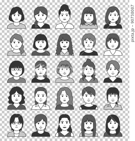 Chubby female avatar icon front monochrome Chubby female avatar icon front monochrome 90738087