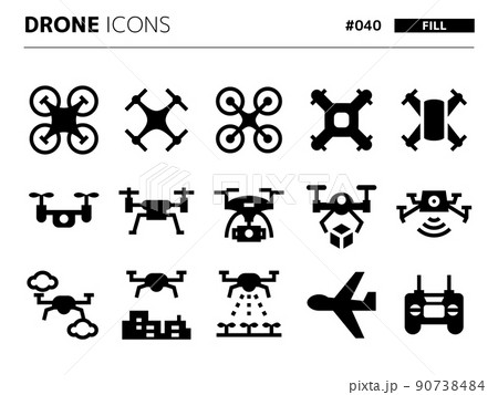 ドローンに関連する塗りつぶしスタイルのアイコンセット_040 ドローンに関連する塗りつぶしスタイルのアイコンセット_040 90738484