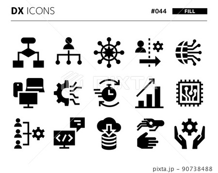 DXに関連する塗りつぶしスタイルのアイコンセット_044 90738488