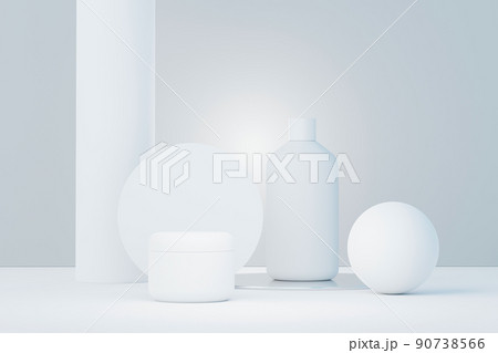 3d render of blank cosmetics skincare product or packaging for mock up. Beauty soap and spa concept. Lotion oil moisture for skin health. Premium and luxury design for branding. 90738566