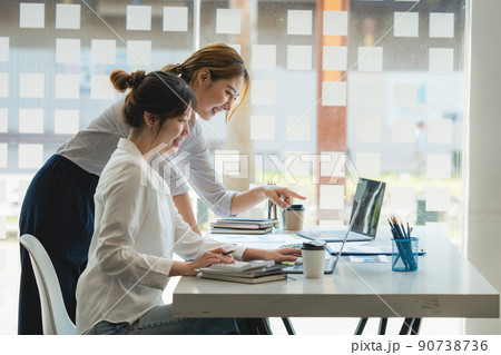 Group of Businesswoman and Accountant checking data document for investigation of corruption account. Anti Bribery concept. 90738736