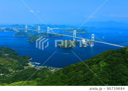 【愛媛県】快晴の来島海峡大橋の眺望(しまなみ海道) 【愛媛県】快晴の来島海峡大橋の眺望(しまなみ海道) 90739684