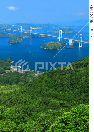 【愛媛県】快晴の来島海峡大橋の眺望(しまなみ海道) 【愛媛県】快晴の来島海峡大橋の眺望(しまなみ海道) 90739698