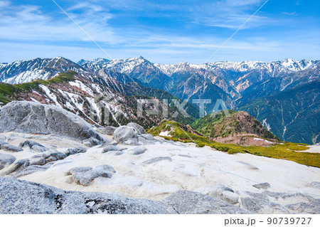 初夏の燕岳登山(燕岳山頂から大天井岳・槍ヶ岳・笠ヶ岳・双六岳・鷲羽岳を望む) 初夏の燕岳登山(燕岳山頂から大天井岳・槍ヶ岳・笠ヶ岳・双六岳・鷲羽岳を望む) 90739727