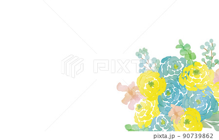 水彩画。水彩タッチの草木と花フレーム。植物装飾フレーム。水彩で描いた薔薇と草木。 90739862