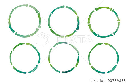 水彩画。水彩タッチの竹フレーム。竹の和風フレーム。 90739883