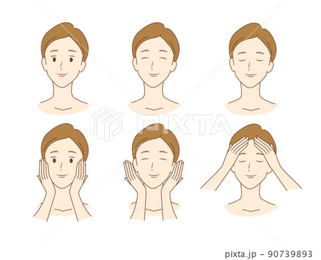 顔を洗いマッサージ〜スキンケアする女性 顔を洗いマッサージ〜スキンケアする女性 90739893