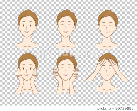 顔を洗いマッサージ〜スキンケアする女性 顔を洗いマッサージ〜スキンケアする女性 90739893