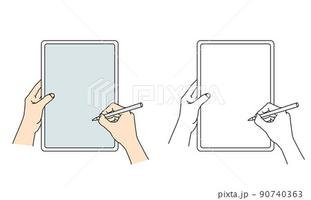 タブレットに書き込むペンを持つ手 素材 イラスト タブレットに書き込むペンを持つ手 素材 イラスト 90740363