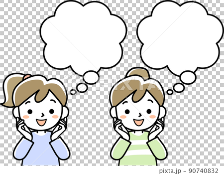 Dreaming young woman and speech bubble Dreaming young woman and speech bubble 90740832