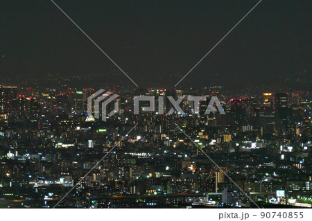 【大阪平野を一望 (夜景)】 撮影場所：水呑地蔵尊 大阪府八尾市大字神立 90740855