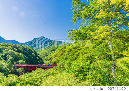 (山梨県)新緑の八ヶ岳連峰 東沢橋 (山梨県)新緑の八ヶ岳連峰 東沢橋 90741190