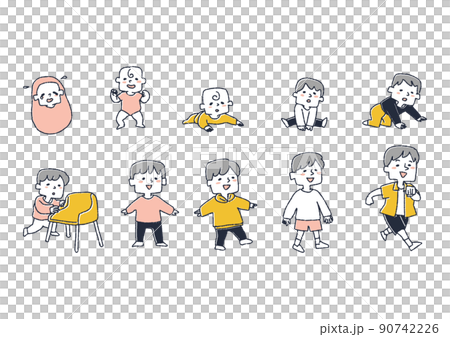 插圖設置直到出生的孩子長大，站起來，開始走路 90742226