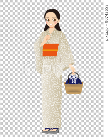 職業女性,全身,浴衣,黑髮的插圖 職業女性,全身,浴衣,黑髮的插圖 90742655