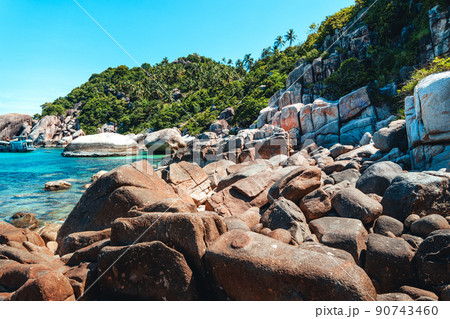 View of the bay and rocks on the island,Shark Bay Koh Tao 90743460