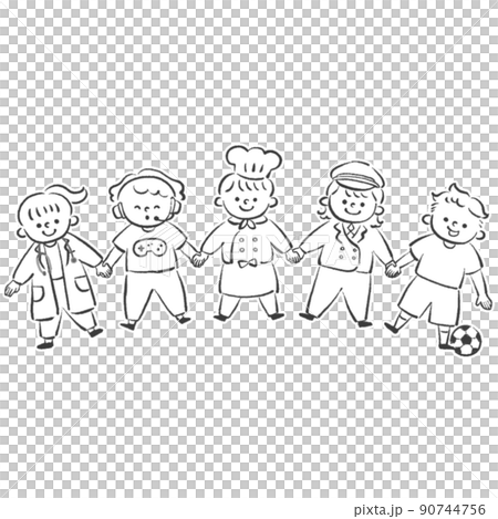 子ども職業体験のイラスト素材 線画 子ども職業体験のイラスト素材 線画 90744756