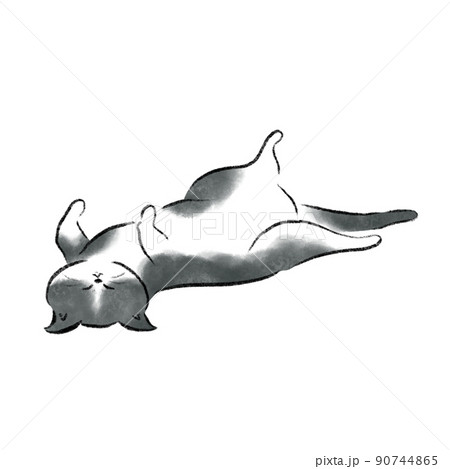 ハチワレ猫のイラスト素材 90744865