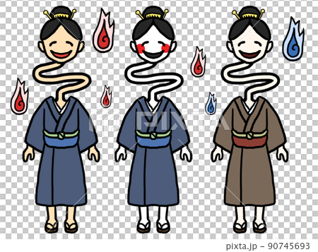 三個 rokurokubi 的插圖 90745693