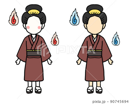 2人ののっぺらぼうのイラスト 2人ののっぺらぼうのイラスト 90745694