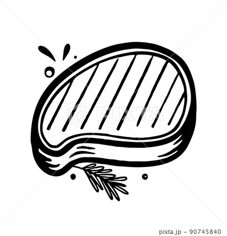 Barbecue grill steak hand-drawn. Restaurants cooking doodle. Vector illustration Barbecue grill steak hand-drawn. Restaurants cooking doodle. Vector illustration 90745840