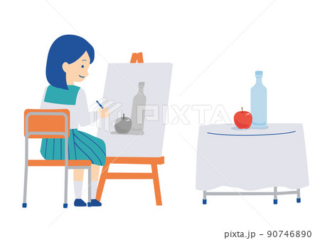 デッサンをする学生のイラスト 90746890