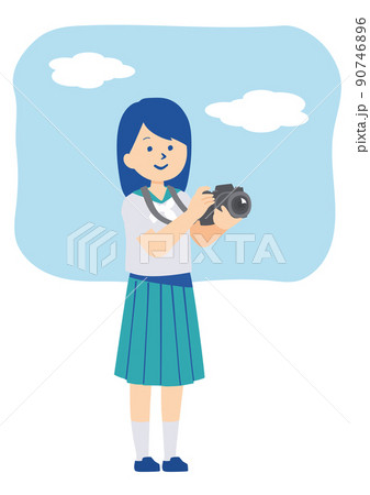 カメラを持った学生のイラスト 90746896